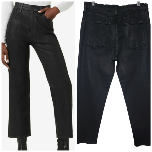 Hudson Jeans Denim - HUDSON Noa Stellar Black Coated Straight Ankle Jeans Size 31